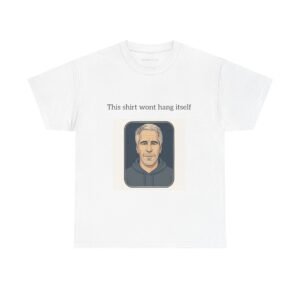 Graphic Tee with Portrait and Text "This shirt won't hang itself"