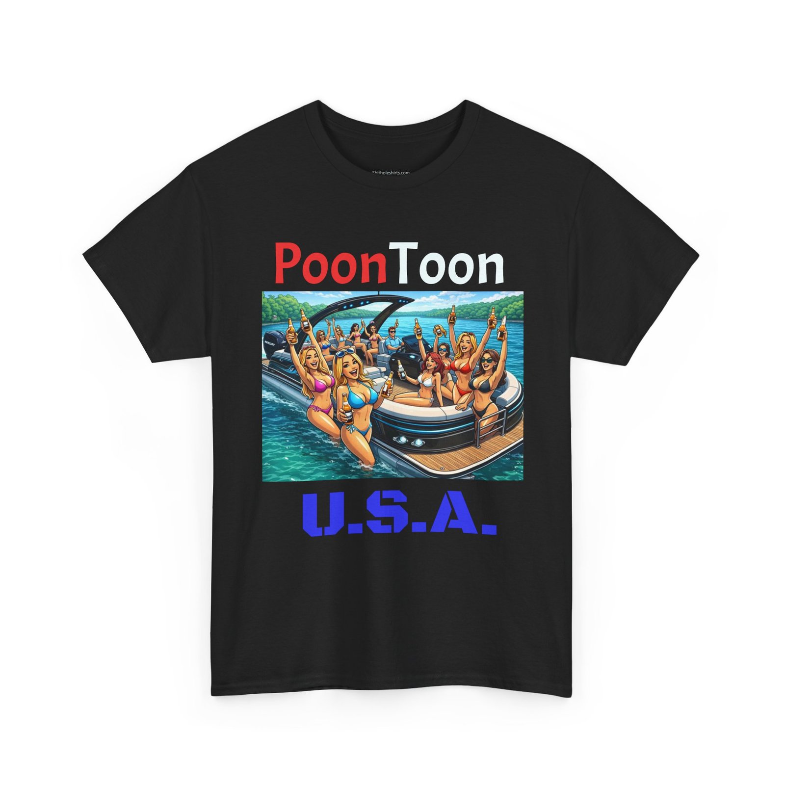 Party Boat Tee — "PoonToon U.S.A." Graphic T-Shirt - Image 3