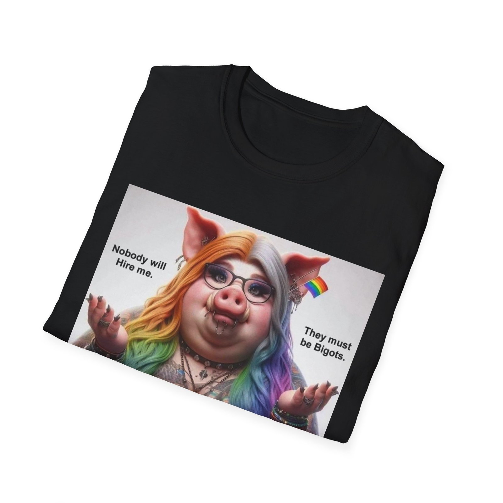 Political Satire T-Shirt — "Liberals" Rainbow Pig Design - Image 4