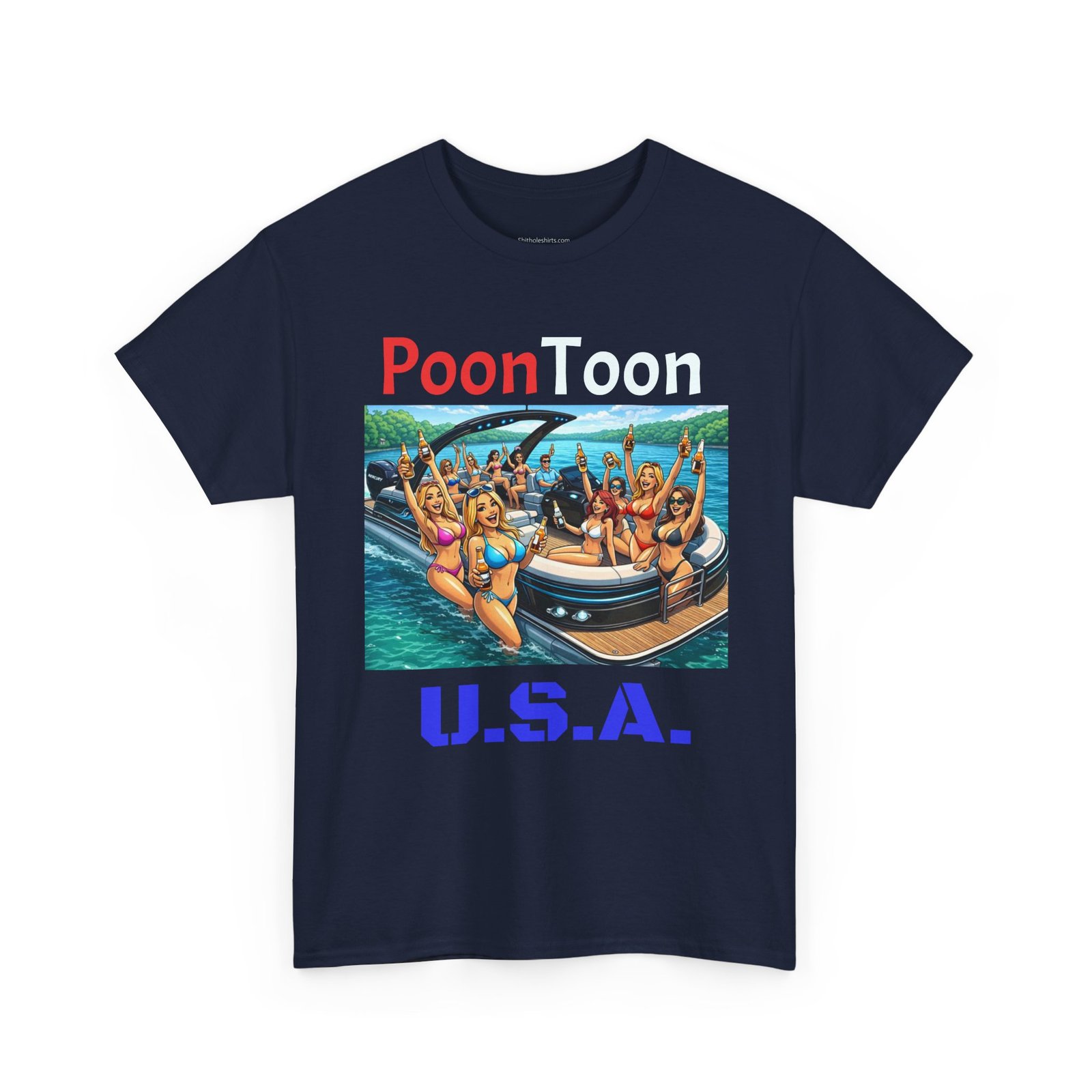 Party Boat Tee — "PoonToon U.S.A." Graphic T-Shirt - Image 15