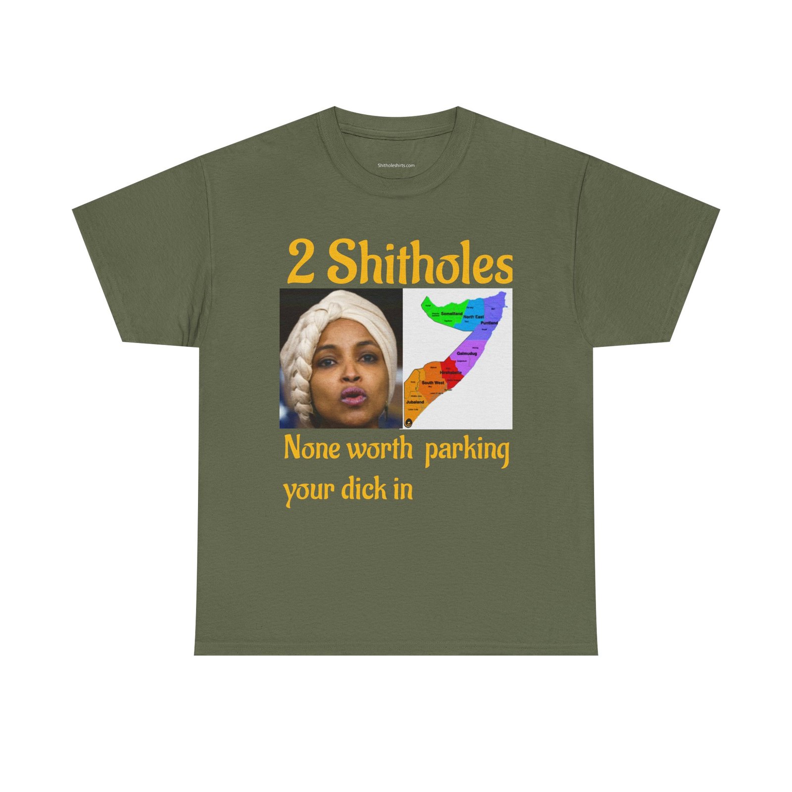Graphic Tee — "2 Shitholes: None Worth Parking Your Dick In" Provocative Political Shirt - Image 5