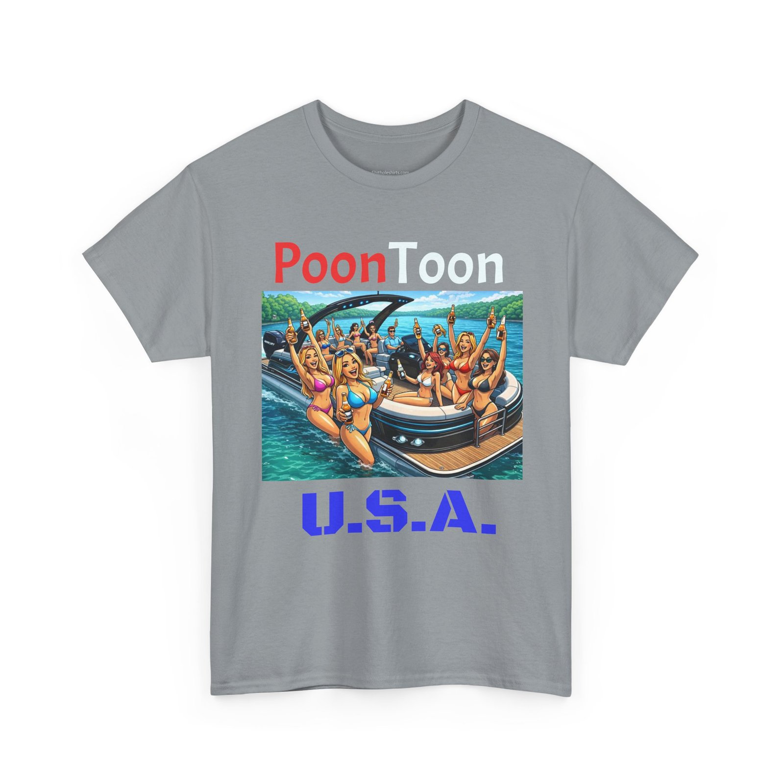 Party Boat Tee — "PoonToon U.S.A." Graphic T-Shirt - Image 11