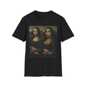 Mona Lisa Then & Now T‑Shirt — 1500 vs 2025 Satirical Art Tee
