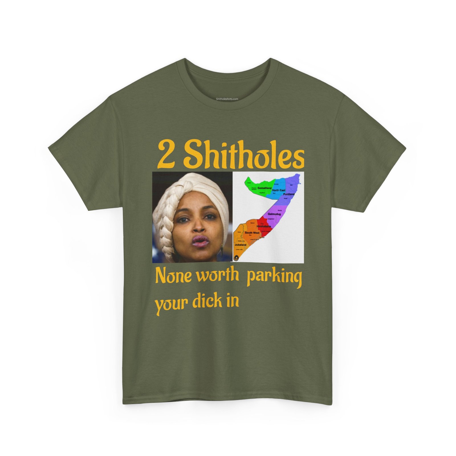 Graphic Tee — "2 Shitholes: None Worth Parking Your Dick In" Provocative Political Shirt - Image 7