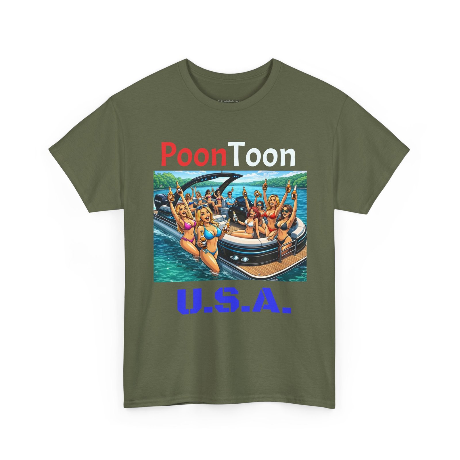 Party Boat Tee — "PoonToon U.S.A." Graphic T-Shirt - Image 7