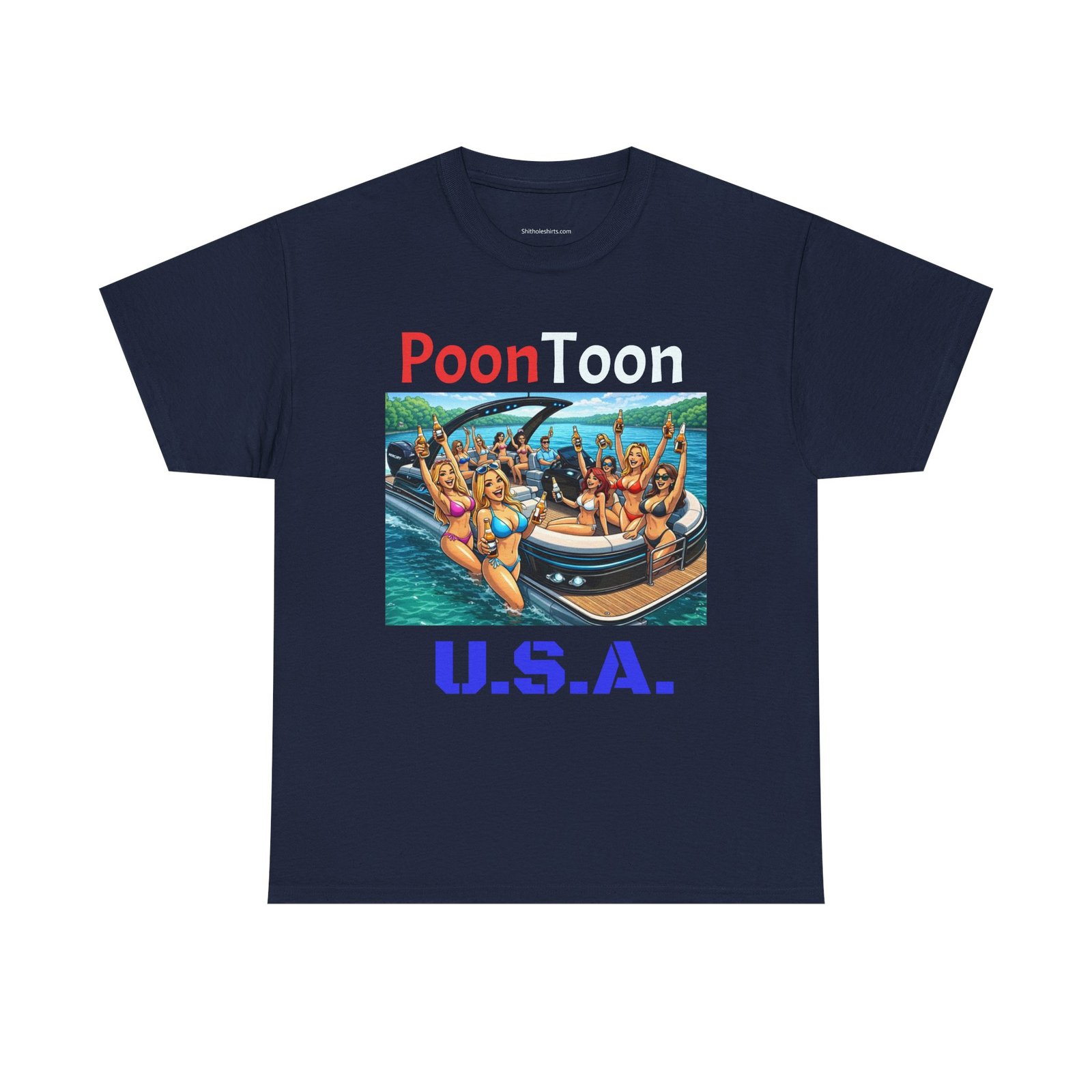 Party Boat Tee — "PoonToon U.S.A." Graphic T-Shirt - Image 13