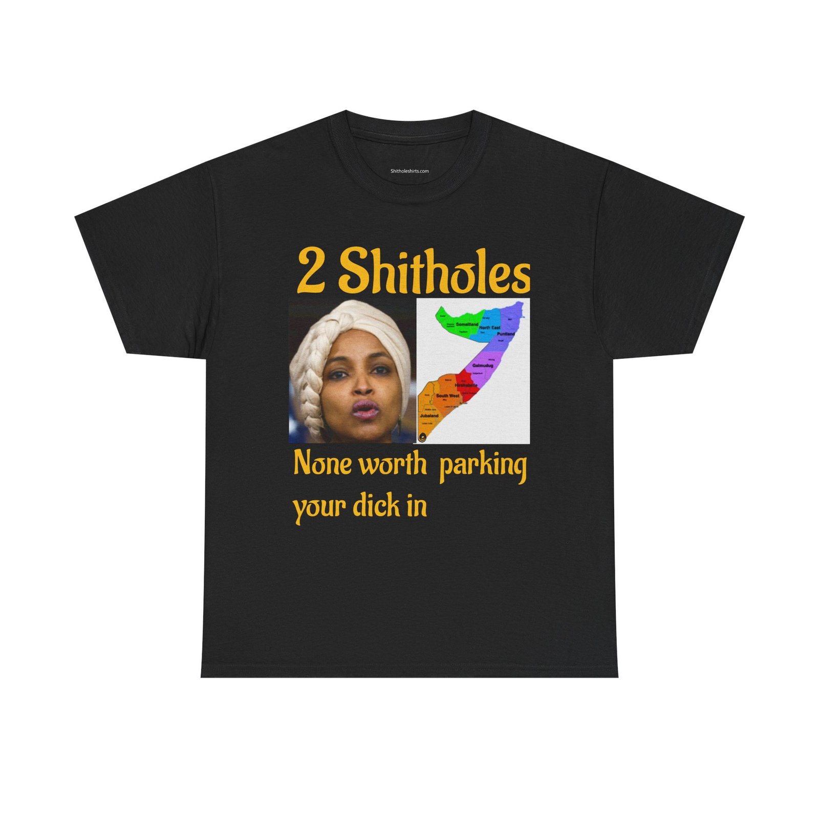 Graphic Tee — "2 Shitholes: None Worth Parking Your Dick In" Provocative Political Shirt