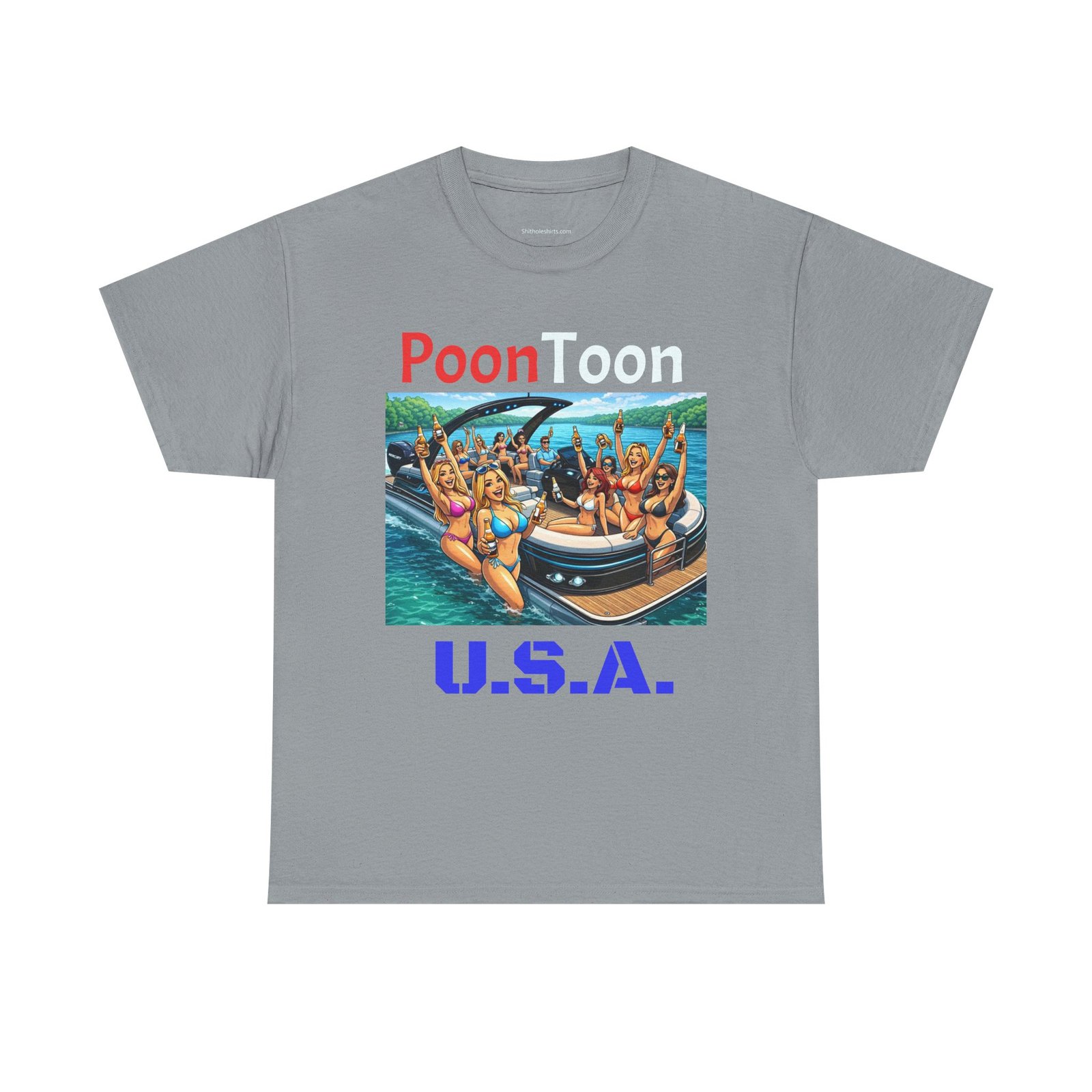 Party Boat Tee — "PoonToon U.S.A." Graphic T-Shirt - Image 9