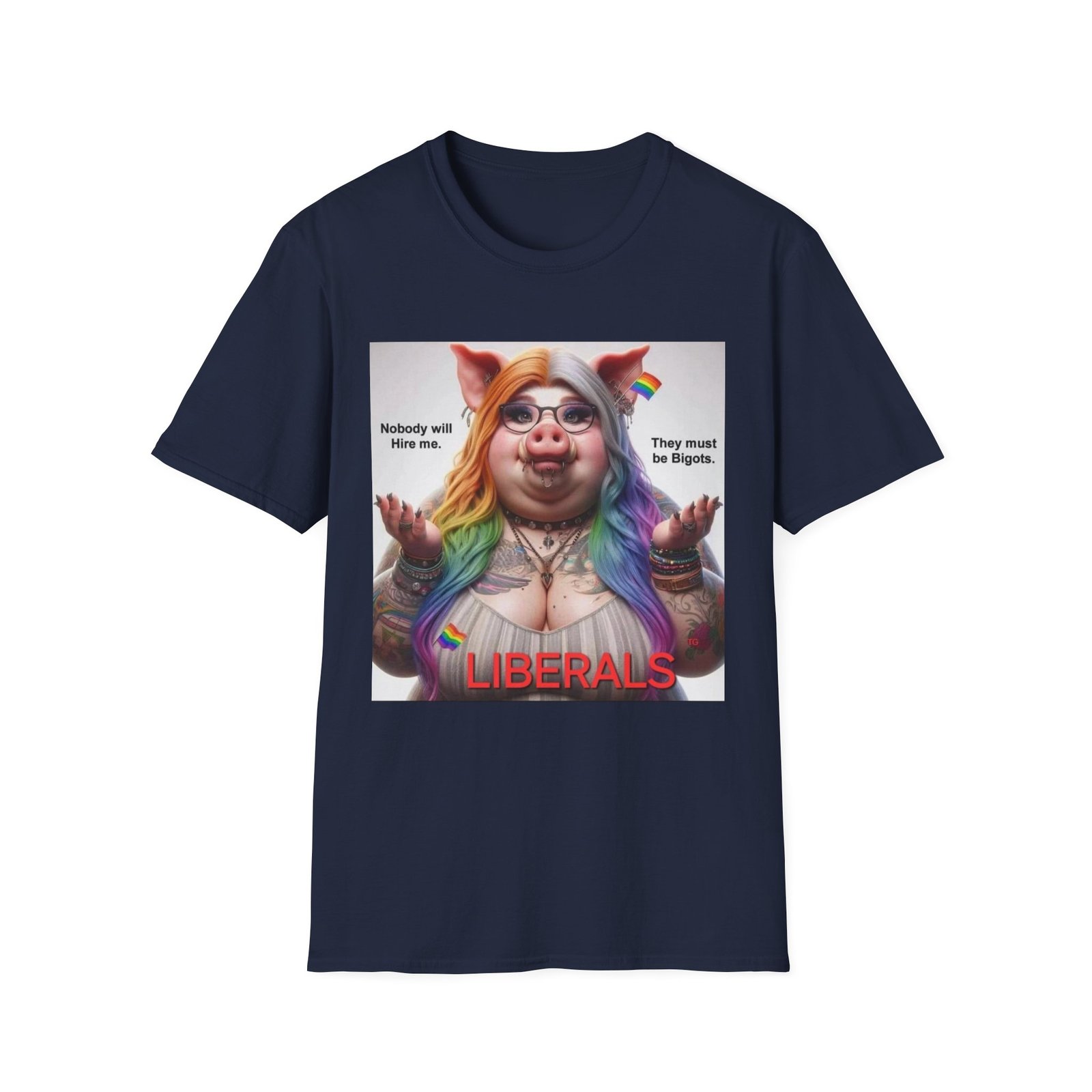 Political Satire T-Shirt — "Liberals" Rainbow Pig Design - Image 17