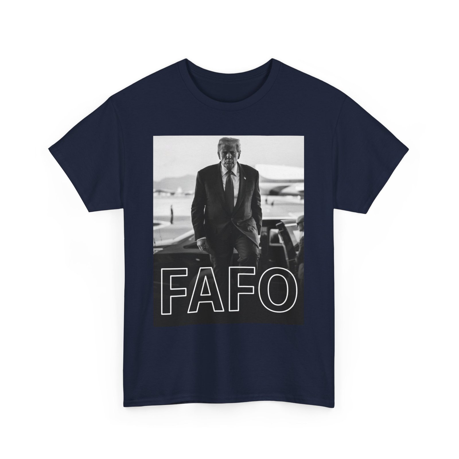 Graphic Tee — Monochrome Photo Print with 'FAFO' Text - Image 19