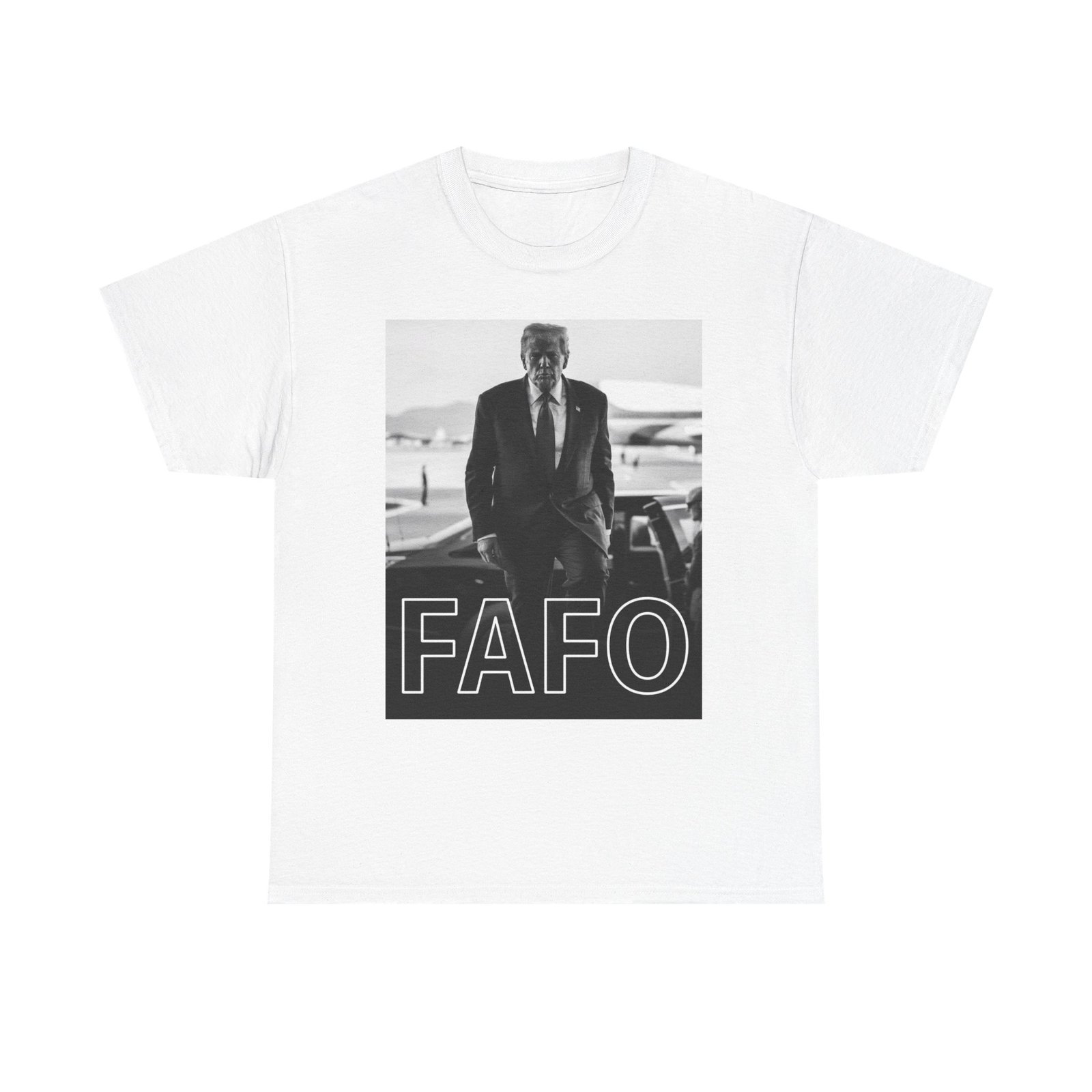 Graphic Tee — Monochrome Photo Print with 'FAFO' Text - Image 5