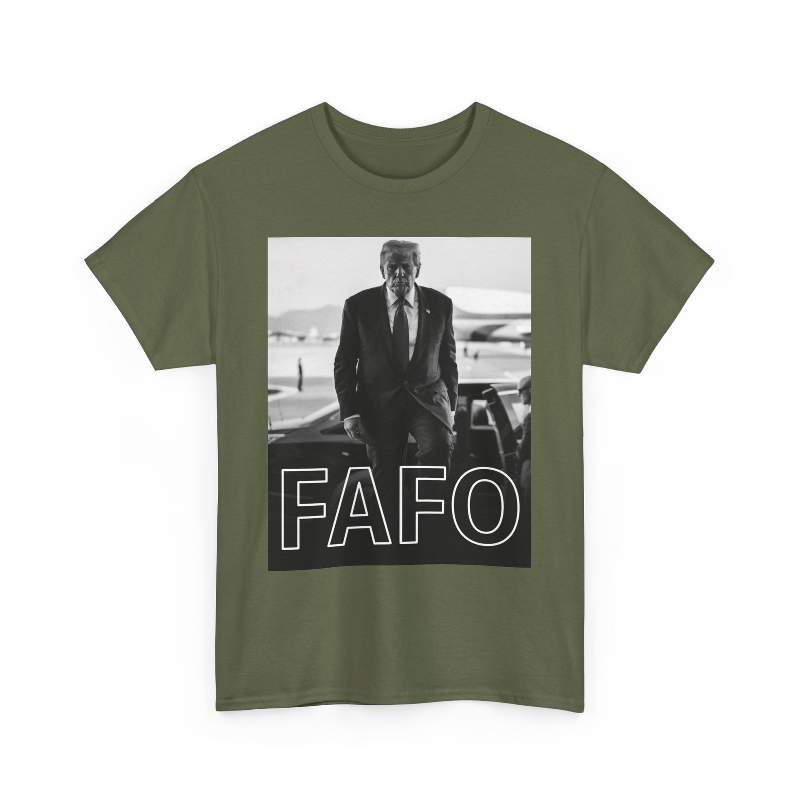 Graphic Tee — Monochrome Photo Print with 'FAFO' Text - Image 11