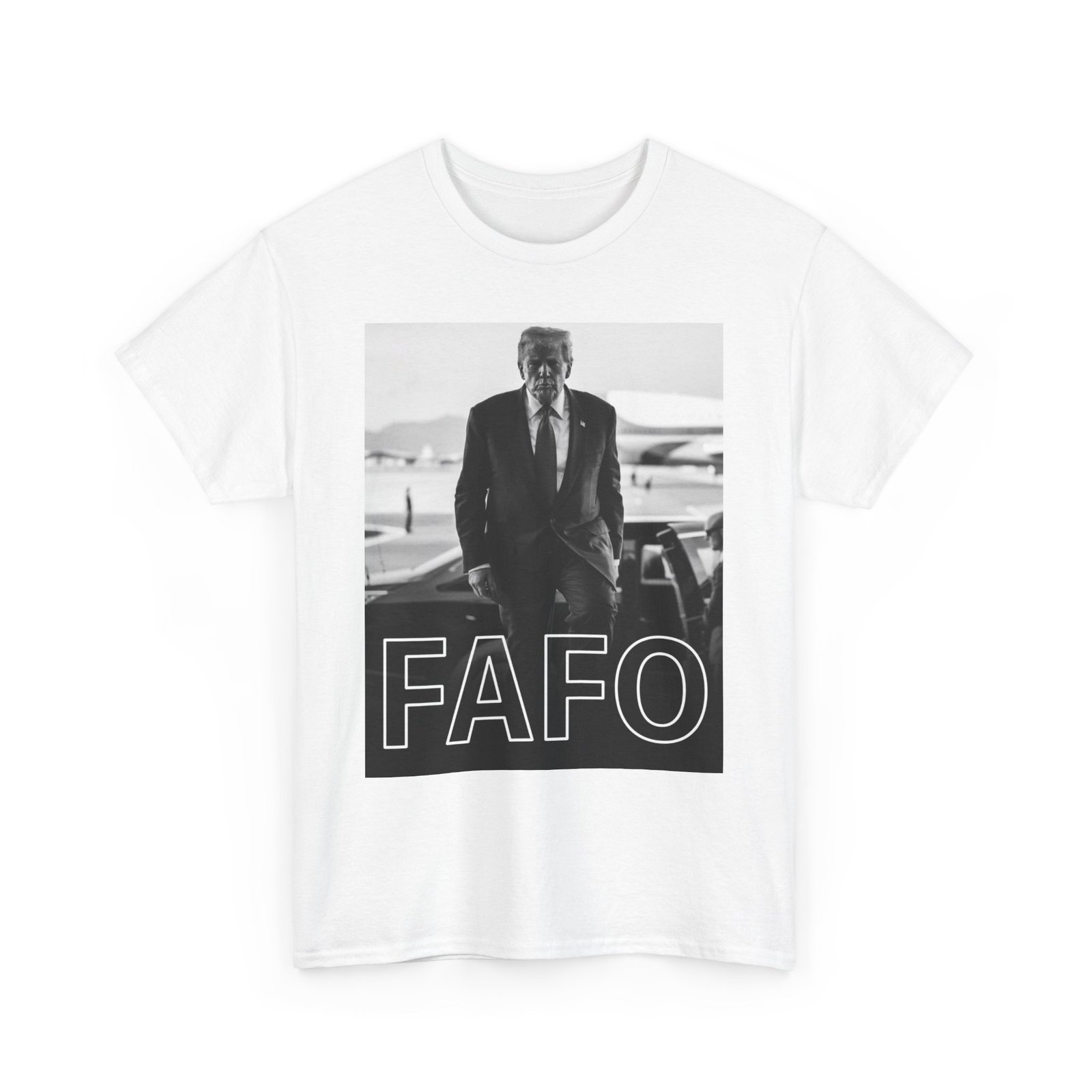 Graphic Tee — Monochrome Photo Print with 'FAFO' Text - Image 7