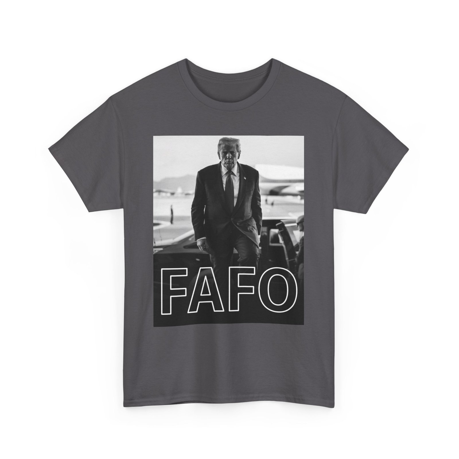 Graphic Tee — Monochrome Photo Print with 'FAFO' Text - Image 15
