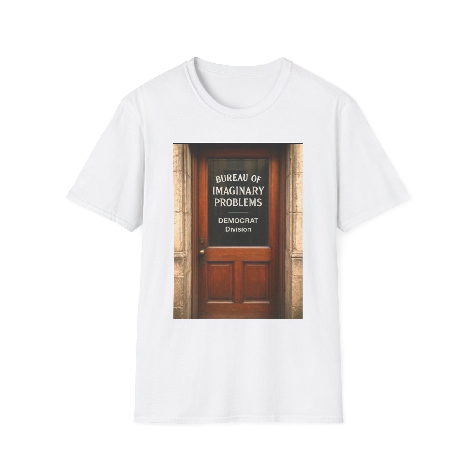 T-Shirt — "Bureau of Imaginary Problems" Vintage Door Political Humor Tee - Image 5
