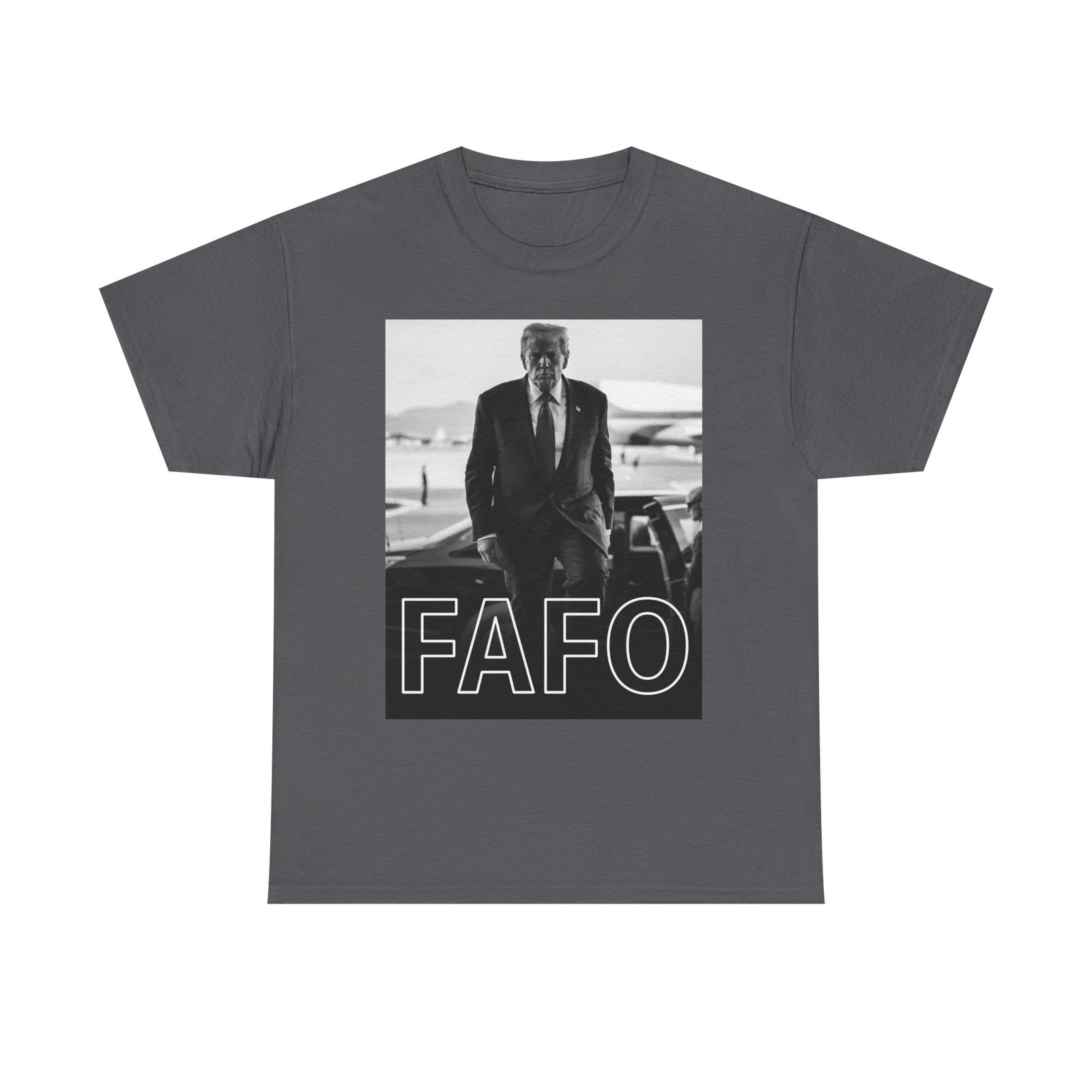 Graphic Tee — Monochrome Photo Print with 'FAFO' Text - Image 13