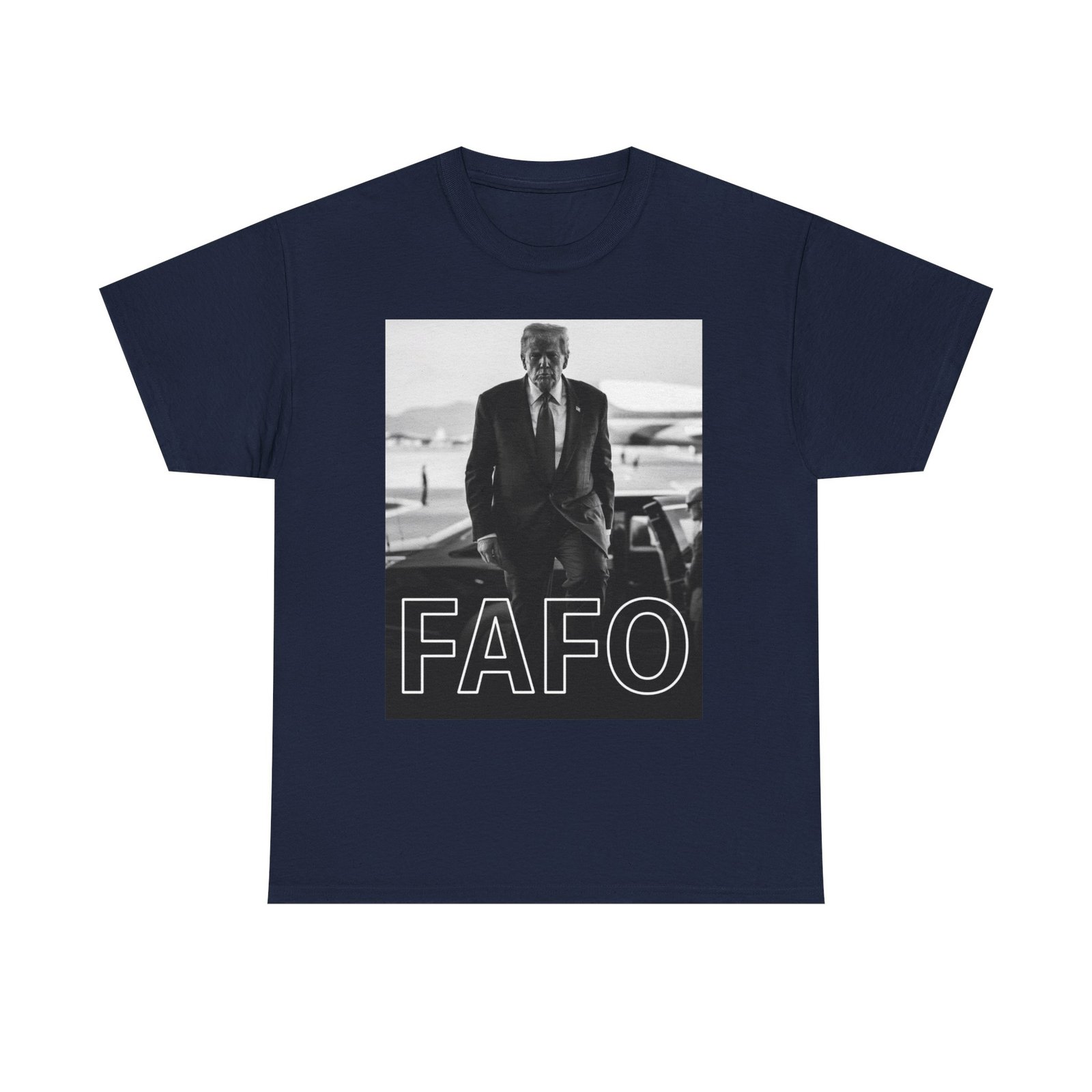 Graphic Tee — Monochrome Photo Print with 'FAFO' Text - Image 17