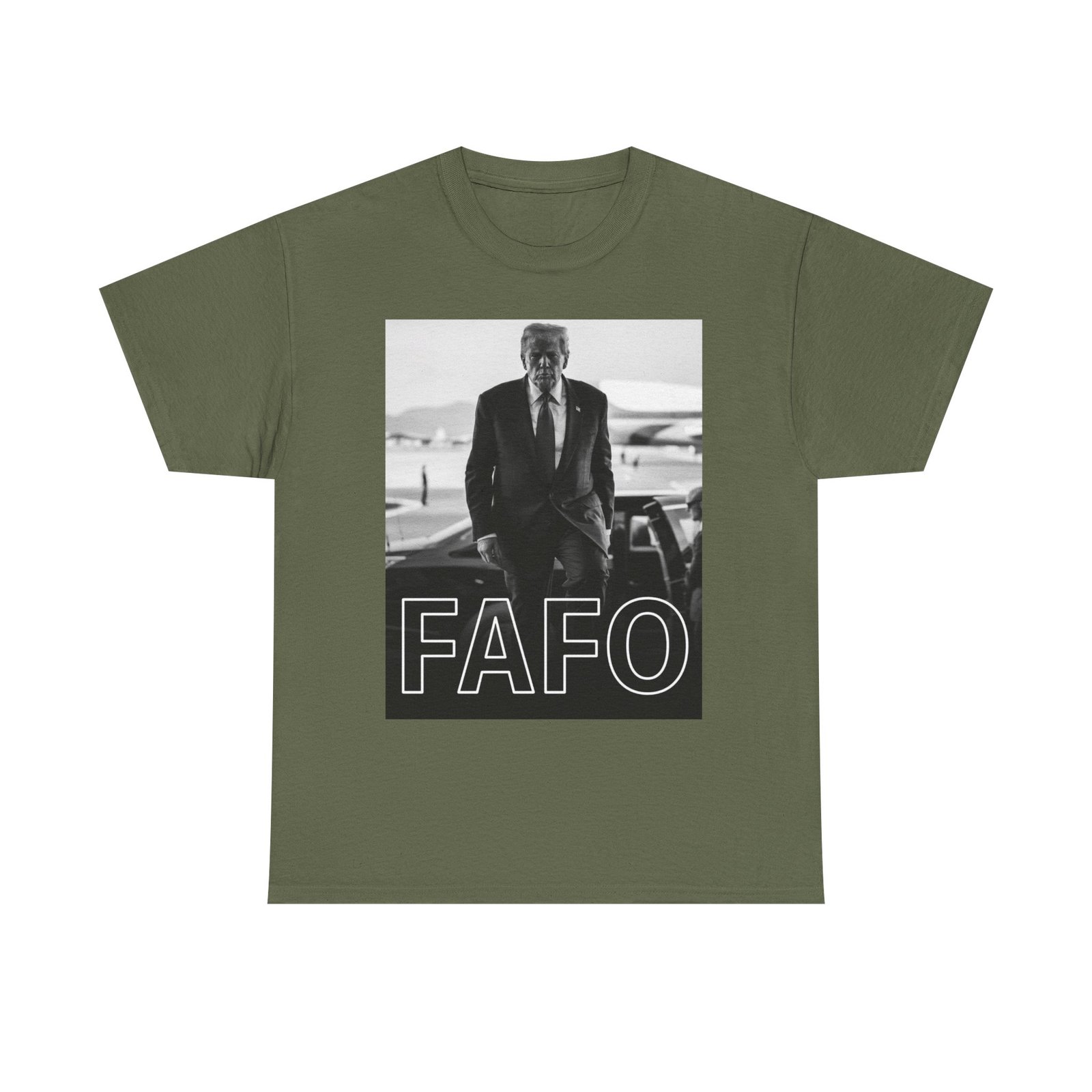 Graphic Tee — Monochrome Photo Print with 'FAFO' Text - Image 9