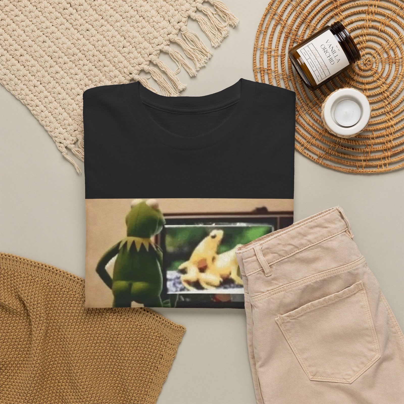 Kermit Watching TV Meme Tee - Funny Kermit Frog Graphic T-Shirt - Image 4