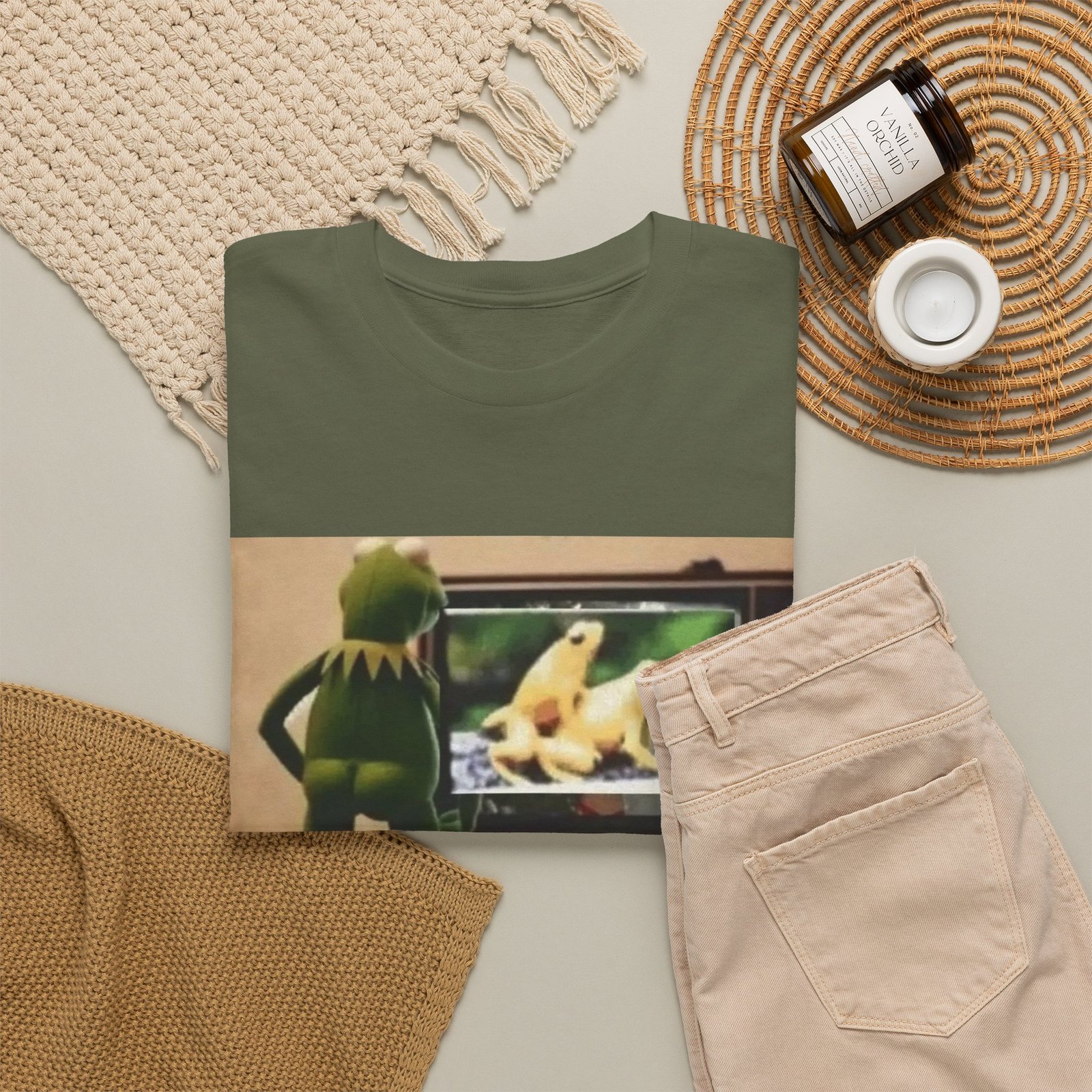 Kermit Watching TV Meme Tee - Funny Kermit Frog Graphic T-Shirt - Image 12