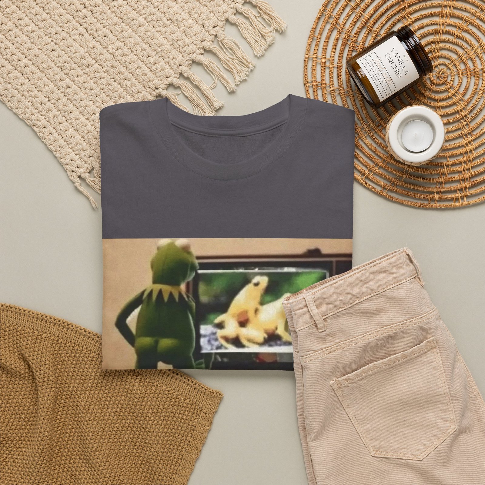 Kermit Watching TV Meme Tee - Funny Kermit Frog Graphic T-Shirt - Image 16